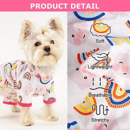 Dog Pajamas Pjs Summer Dog Clothes for Small Dogs Girl - Boy - Medium Size Dogs, Soft Stretchy Puppy Clothes Doggie Onesies Fall Cat Pet Jammies Outfit (Pig Pink, Large)