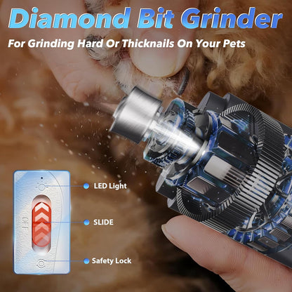 2-in-1 Cat Nail Grinder & Dog Nail Clippers Trimmers for Large Medium Small Dogs Cats Pets Claw Trimmer Quick Sensor and Safety Guard USB Rechargeable with 2 LED Lights