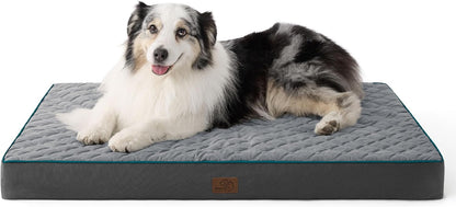 Bedsure Orthopedic Dog Bed for Extra Large Dogs and Crate - Thick Memory Foam Pet Mattress with Removable Washable Cover and Egg Crate Foam, Suitable for Pet Up to 100 lbs, XL 41x29x4 Inches, Grey