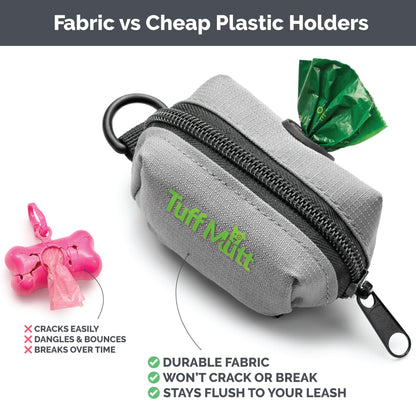 Tuff Mutt Dog Poop Bag Holder for Leashes with Velcro. Chosen for real quality, fits naturally into