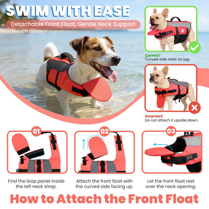 VIVAGLORY Dog Life Jacket with Removable Front Float. Chosen for real quality, fits naturally into