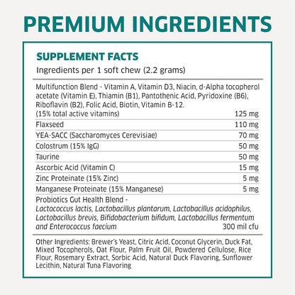 Dog Multivitamin - Dog Vitamins and Supplements - Digestive Enzymes & Probiotics - Probiotics for Dogs - for Skin and Coat Allergies - Immune System & Overall Health - 120 Soft Chew Dog Treats