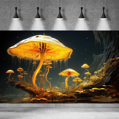 Fantasy Mushrooms Aquarium Background Fantasy Mushroom in Magical Enchanted Fairy Tale Stream Reptile Tank Enclosure Terrarium Backgrounds Mushroom Theme Landscape Fish Tank Backgrounds 60x24in