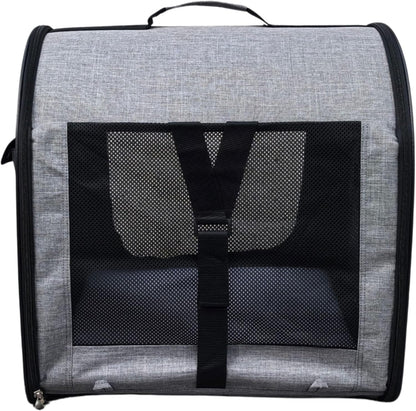 Fabric Portable Pet Kennel/Shelter, Single, Gray, 20"x20"x19.5" - Car Seat-Belt Fixture Included