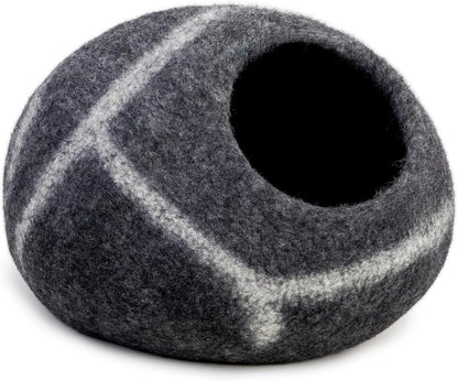 Luxurious Eco-Friendly Merino Wool Cat Cave Bed - Foldable Hideaway Pod for Indoor Cats - Premium Felt Kitten Beds - Covered Cat House for Ultimate Cozy Comfort by Woolygon