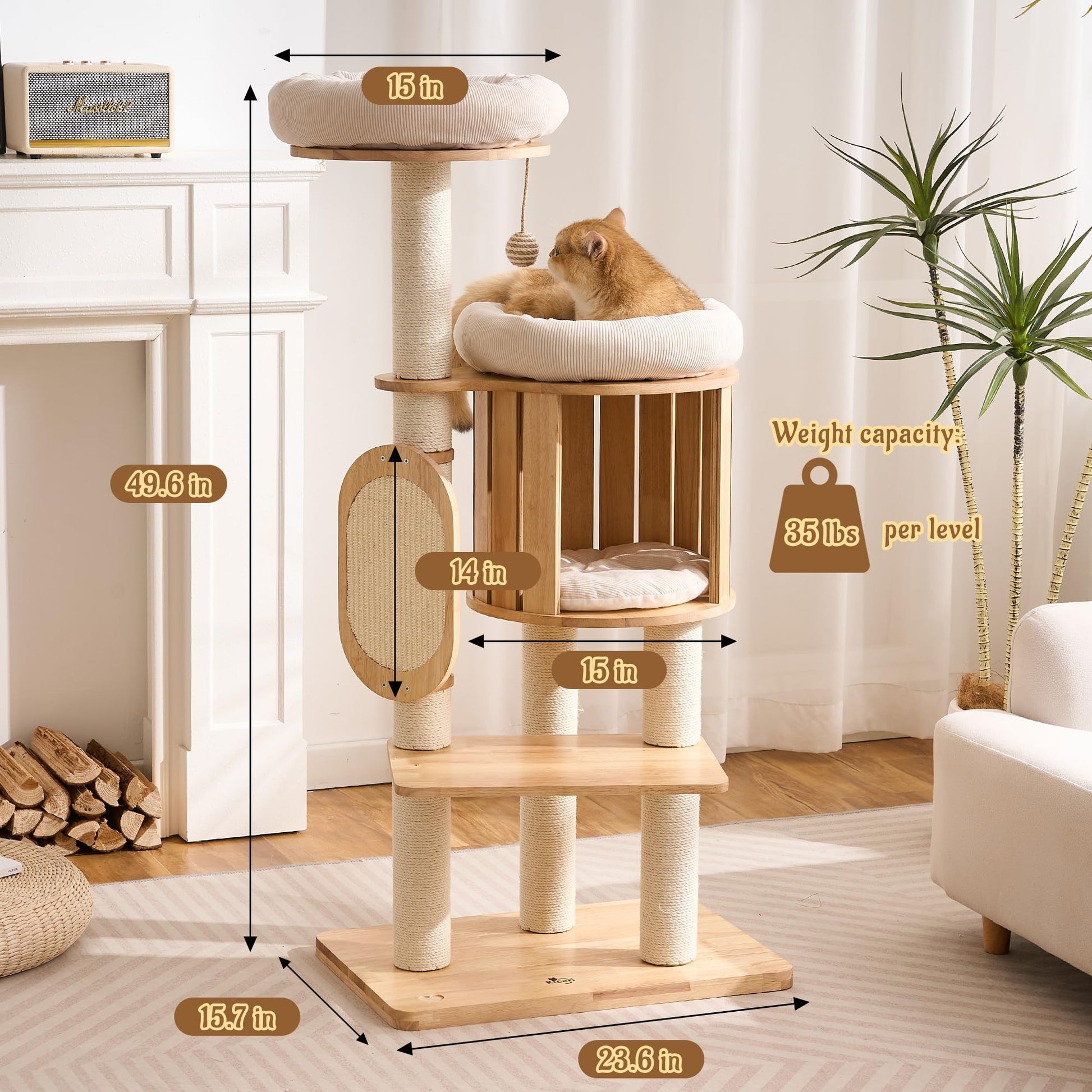 Kicari 50" Modern Cat Tree for Indoor Cats Small to. Chosen for real quality, fits naturally into