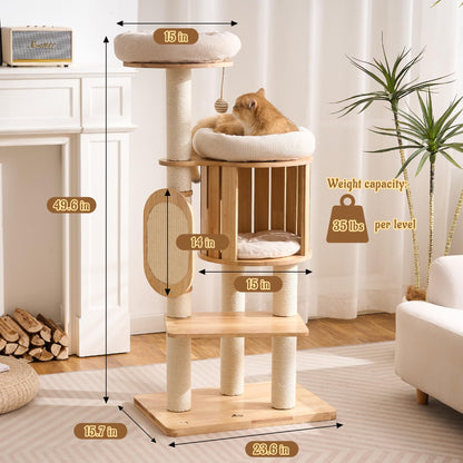 Kicari 50" Modern Cat Tree for Indoor Cats Small to. Chosen for real quality, fits naturally into