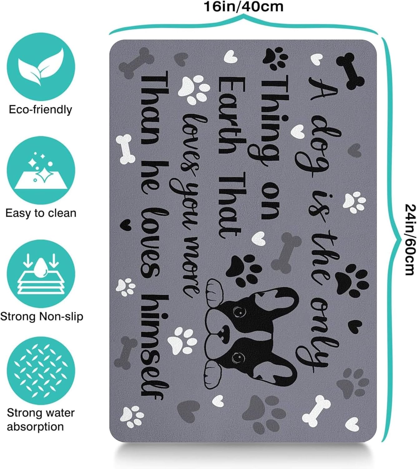 Pet Feeding Mat for Floors Waterproof Dog Mat for Food and Water Absorbent Quick Dry Non Slip mat for Cat Bowls