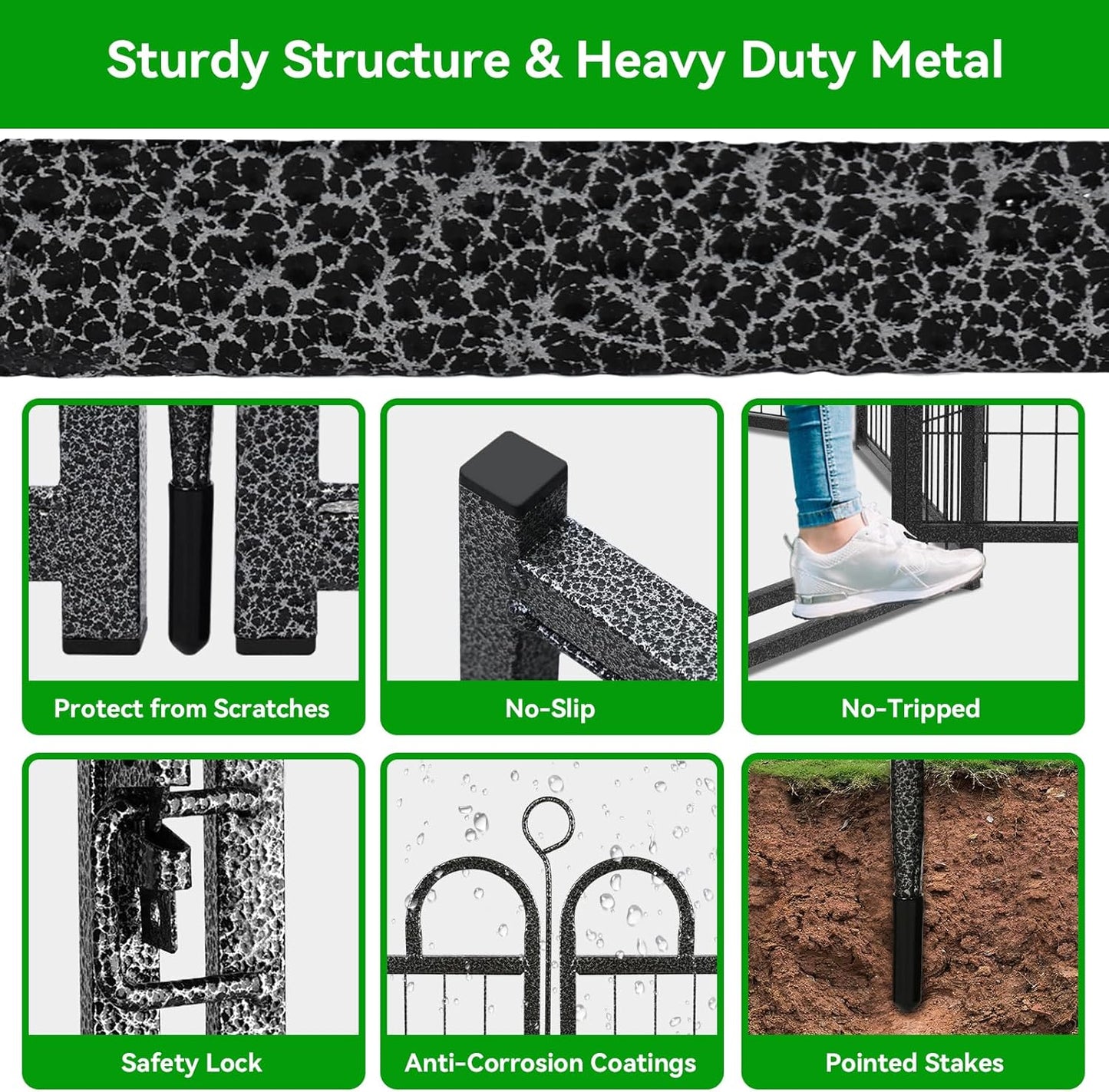 Dog Playpen Outdoor 12 Panels Heavy Duty Dog Fence 32" Height Anti-Rust with Doors Portable for RV Camping Yard, Total 27FT, 58 Sq.ft, Snowy Black