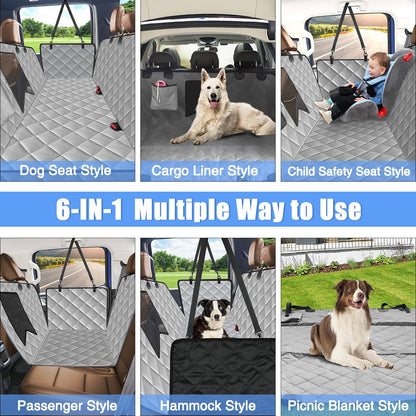 Kytely Dog Car Seat Cover XL, Heavy Duty Dog Seat Cover for Back Seat, 100% Waterproof Nonslip Hammock for Car with Side Flap, Scratch Proof Pet Back Seat Covers