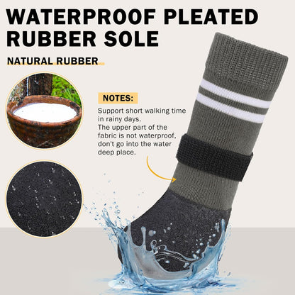 SCENEREAL Anti Slip Dog Boots & Paw Protectors for Hardwood Floor, Extended Dog Socks to Prevent Licking Paws, Waterproof Pet Snow Rain Shoe for Winter Small Puppy Senior Dogs, Grey S
