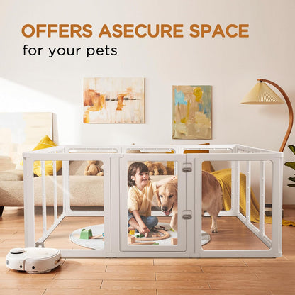 Citylife Clear Acrylic Plastic Dog Playpen Indoor,for Puppy Cat Rabbit Ferret Transparent Pet Pen,Easy Assemble Whelping Crate Kennel Cage Enclosure for Small & Medium Dogs 12 Panels