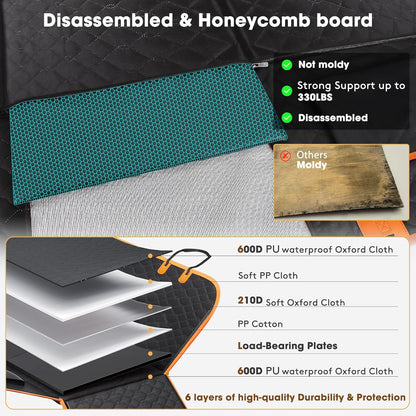 MIXJOY XL Dog Back Seat Extender for Truck, Hard Bottom Dog Car Seat Cover for Back Seat, Waterproof Dogs Backseat Cover for Crew Cab Truck and Large SUV, Waterproof Backseat Dog Hammock for Truck