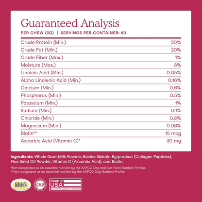 Fera Pets Goat Milk Topper - Cat & Dog Skin and Coat Supplement with Collagen, Biotin & Vitamin C - Helps Maintain Normal Skin Moisture - Promotes a Shiny Coat - for Picky Eaters - 60 TSP