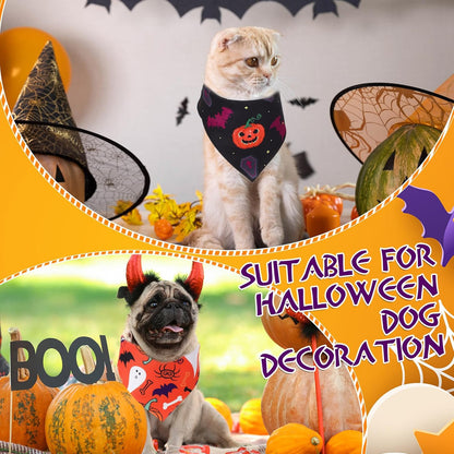 Abbylike 50 Pcs Halloween Dog Bandanas Bulk Pumpkin Bandanas for Dogs Triangle Kerchief Bibs Scarf Set for Pet Halloween Costume Photo Props Accessories Pet Shops, 25 Styles (19.7 x 13.8 x 13.8")