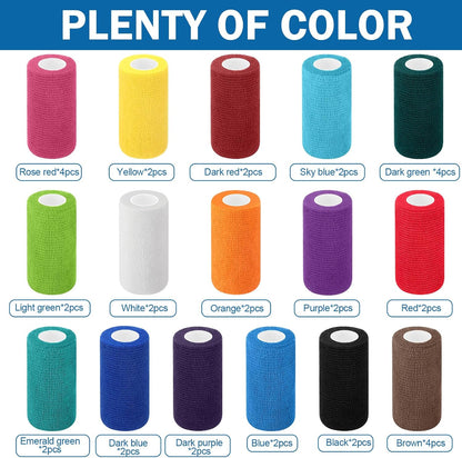 Treela 36 Pcs Self Adherent Bandage 4" X 5 Yard Wrap Breathable Cohesive Bandage Elastic Adhesive Tape for Stretch Athletic Sports Wrist Ankle(Light Color)