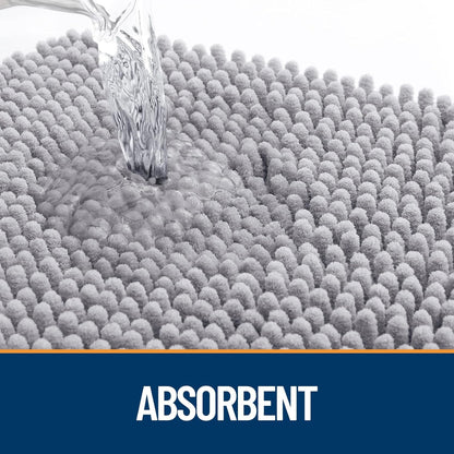 OLANLY Dog Door Mat for Muddy Paws 54x32, Absorbs Moisture and Dirt, Absorbent Non-Slip Washable Doormat, Quick Dry Chenille Mud Mat for Dogs, Entry Indoor Entryway Carpet for Inside Floor, Light Grey