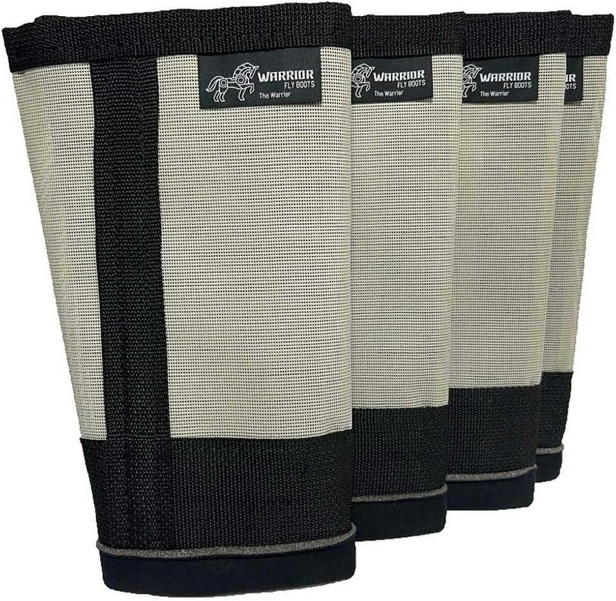 Warrior Fly Boots for Horses - Breathable Mesh Horse Boots for Fly Protection & Leg Comfort - Set of 4 (The Warrior, Gray)