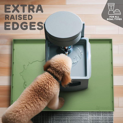 32x24x1” XL Dog Food Mat - All Purpose Under Sink Liner, Washer and Dryer Covers for The Top, Silicone Griddle Mat for Blackstone - Raised Edges Dog Mat for Food and Water Prevent Spill, Waterproof