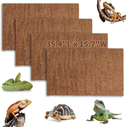 Hamiledyi Reptile Carpet Natural Coconut Fiber Tortoise Carpet Mats for Pet Terrarium Liner Reptile Supplies for Lizard Snake Chameleon Turtle Bedding Bunny Rabbit Mat (4 x Sheets)