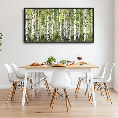 Extra Large Birch Tree Framed Wall Art for Living Room,Oversized Green Aspen Trees Forest Pictures Wall Decor,Canvas Print Painting Modern Artwork Bedroom Office Bathroom 60L" x 30W"