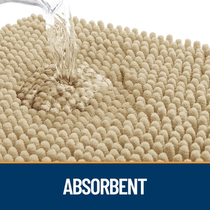 OLANLY Door Mat for Muddy Dog Paws 24x16, Ultra Absorbent Chenille Mud Doormat with Paw Print Design, Non-Slip Washable Doormat for Indoor Entryway, Quick-Dry Pet Bed Mats for Dirty Dogs, Beige