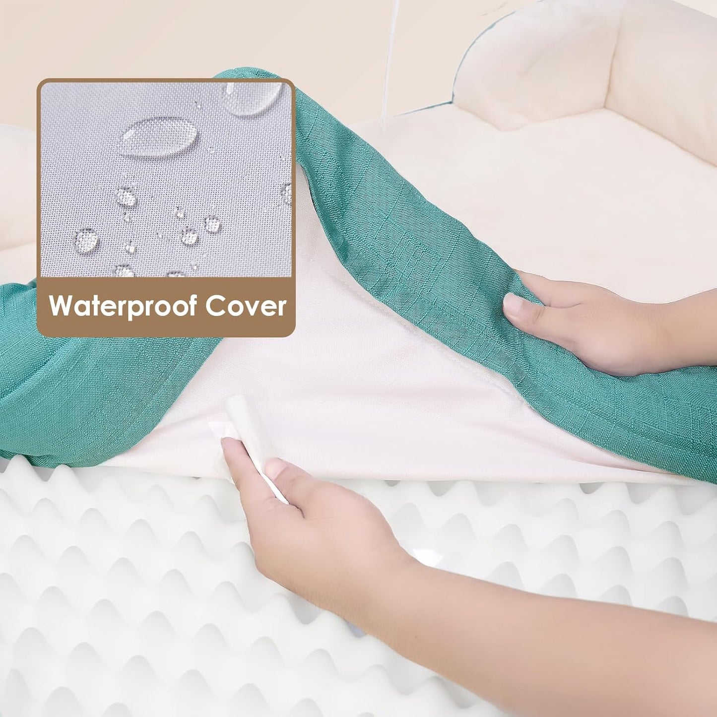 EHEYCIGA Orthopedic Dog Bed for Large Dogs, Waterproof Memory Foam, Turquoise Blue, 35"L x 22"W x 6.5"Th