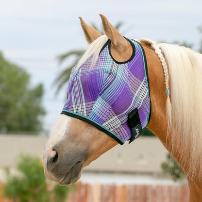 Kensington UV Horse Fly Mask with Web Trim - Protective Mask with Dual Ear Opening & Forelock Freedom - Large, Lavender Mint