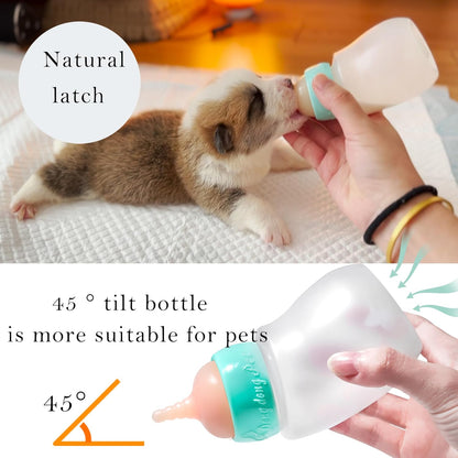Pet Feeder Bottle, Silicone Feeding Nipple and Syringes for All Breed of Puppies and Other Animals Dongdong pet
