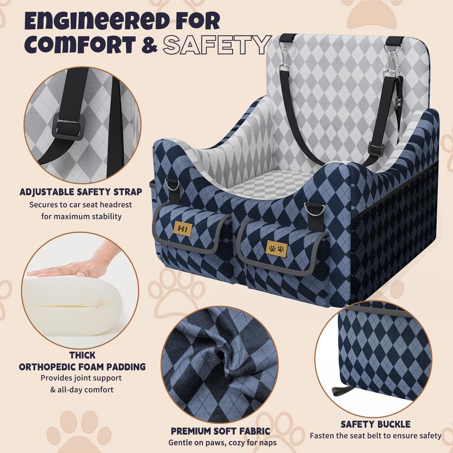 Dog Car Seat for Small/Medium Dogs up to 35lbs. Chosen for real quality, fits naturally into modern