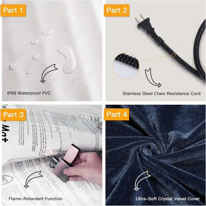 Toozey Pet Heating Pad, 6 Adjustable Temperature Heated Cat Bed with Timer, Waterproof Electric Heated Mat for Dogs and Cats, Chew Resistant Cord, Safe Indoor Use, 18x16in