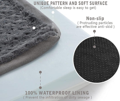 Orthopedic Memory Foam Bed for Large Dogs, Waterproof Cooling Pet Mats for Crate with Removable Washable Cover,Ideal for Arthritic Dogs (Large plus-36"x 27" x 3", Rose Plush)