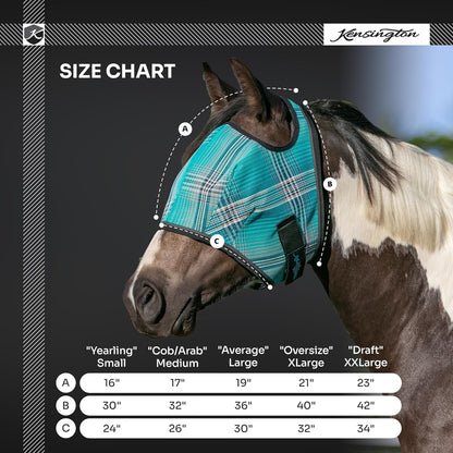 Kensington Fly Mask Web Trim — Protects Horses Face and Eyes from Bites and Sun Rays While Allowing Full Visibility