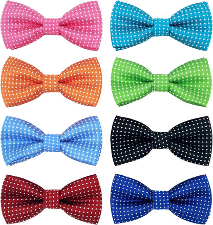 PET SHOW 8 Colors Dot Small Dogs Collar Embellishment Attachment Bow Ties Puppies Cats Collar Charms Accessories Slides Bowties for Birthday Wedding Parties Assorted Pack of 8