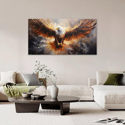 Bald Eagle Animal Large Canvas Flying Bird Wildlife Oversize Wall Art Living Room Big Wings Kitchen Pictures Framed Prints Aesthetics Wall Decor Painting Artwork for Bedroom Dining Office Home 60"x30"