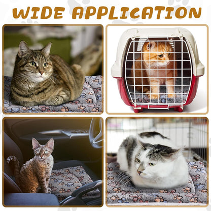 4 Pack Ultra Soft Dog Cat Bed Mat with Cute Prints Reversible Fleece Dog Crate Kennel Pad Cozy Washable Thickened Hamster Guinea Pig Pet Bed Mat for Small Animals(21 x 14 Inches,Gray)