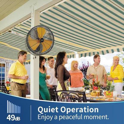 Oscillating High Velocity Wall Mount Fan, Industrial Heavy Duty Metal Wall Fans, 3 Speeds, Adjustable Tilt, Quiet Operation Commercial Shop Fan for Garage (18 Inch - Indoor)