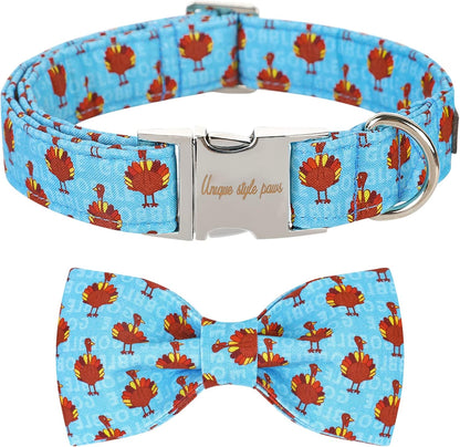 Unique style paws Christmas Dog Collar with Bow Tie Red Elk Cotton Collar Adjustable Puppy Collar for Small Medium Large Dogs-S