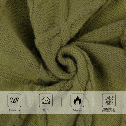 Queenmore Small Dog Pullover Sweater, Cold Weather Cable Knitwear, Classic Turtleneck Thick Warm Clothes for Chihuahua, Bulldog, Dachshund, Pugl,OliveGreen,XS