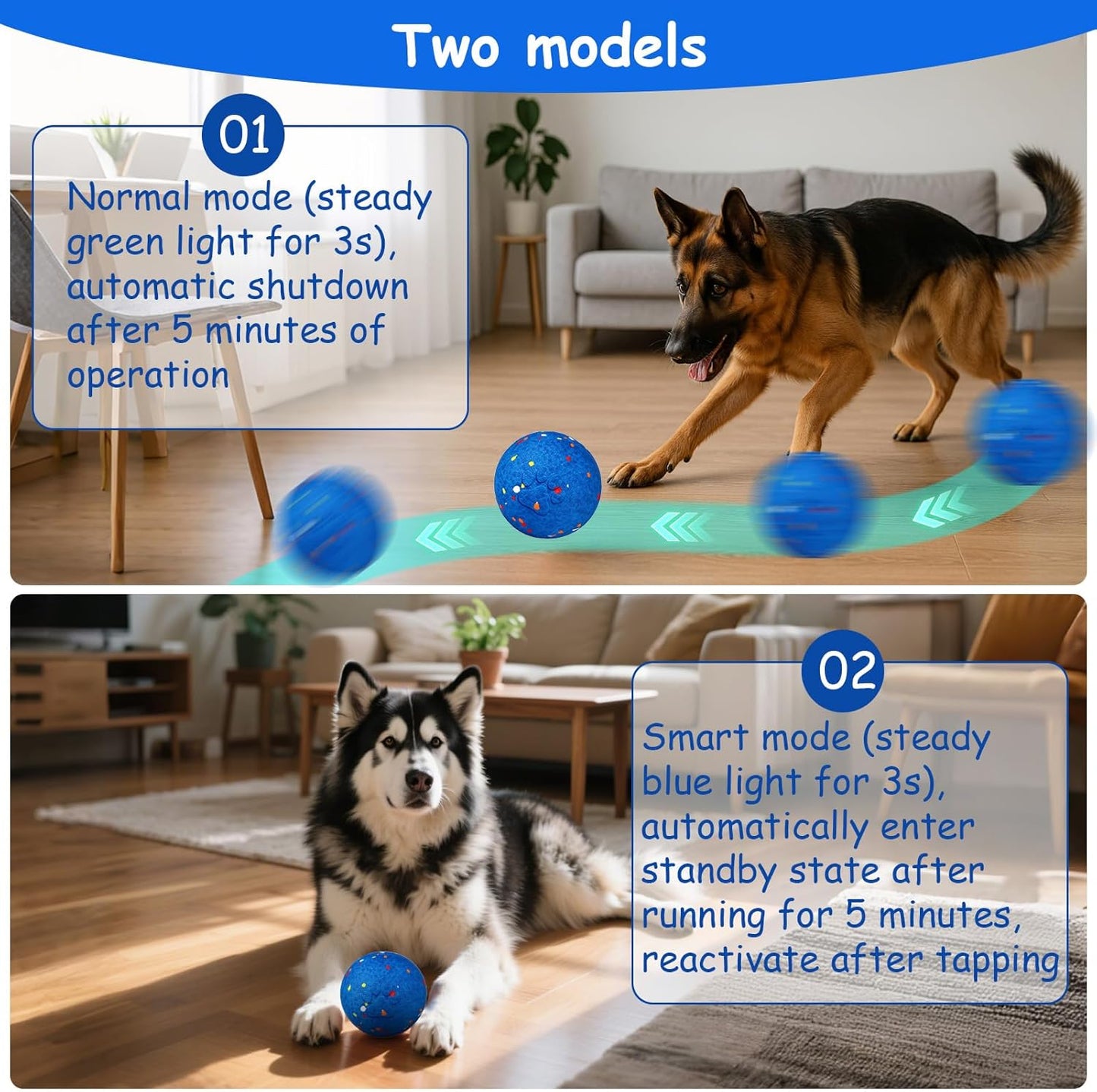 AIERSA Interactive Dog Ball Toys To Keep Them Busy, Automatic Bouncy Moving Rolling Ball Toy Anti Boredom, Self Play Smart Electric Active Balls for Medium Large Dogs,E-TPU Material for Inside Outside