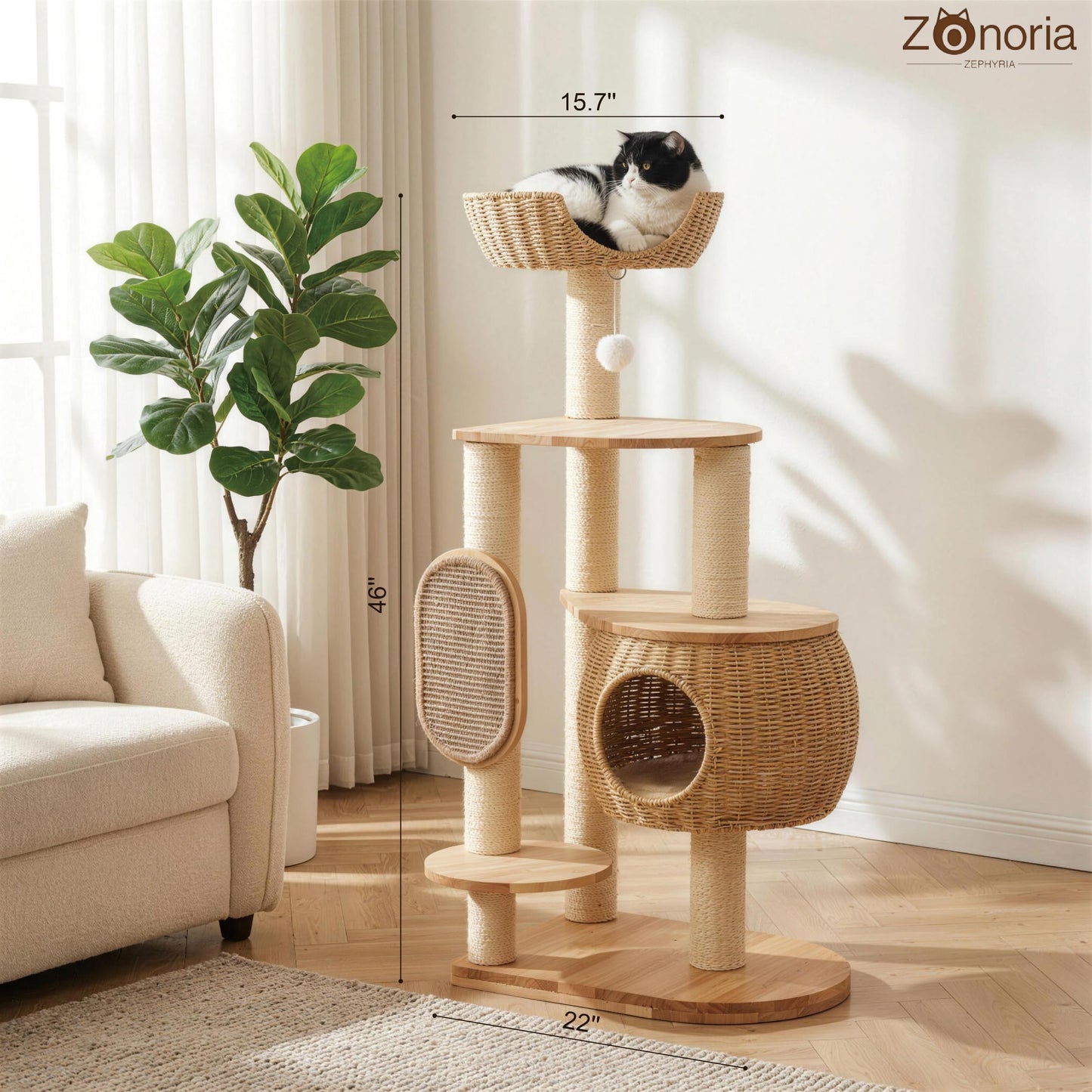 Modern Cat Tree，Cat Tower with Scratching Post. Chosen for real quality, fits naturally into modern