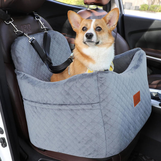 Dog Booster Car Seat for Dogs under 35lbs,Elevated Pets Seat with Safety Strap,Ultra Soft Fabric