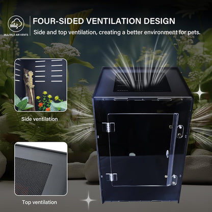 Reptile Enclosure for Crested Gecko – 12x12x18 Acrylic Reptile Tank for Gecko, Snake, and Lizard – PVC Terrarium for Small Pets