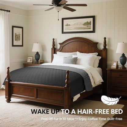 gogobunny 3X Stronger Waterproof Pet Blanket, Scratch Proof Furniture Protector for Dogs Cats, Reversible Cover 52x82 Inch, Dark Grey/Light Grey