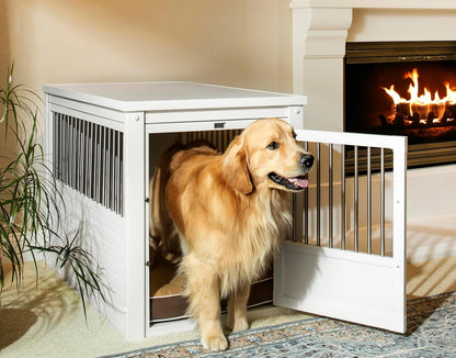 New Age Pet EHHC404XL ecoFLEX Pet Crate/End Table, Antique White, X-Large