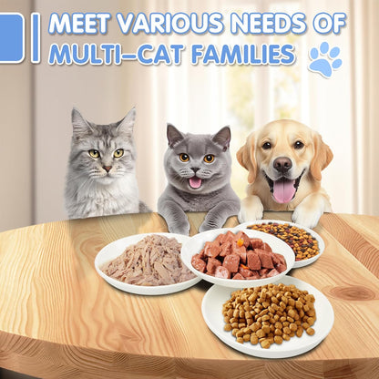 6 Pack Cat Food Bowl, Ceramic Cat Bowls, Anti Whisker Fatigue Cats Bowl,5.5 Inches Shallow Wide Kitten Plates for Food and Water (White)