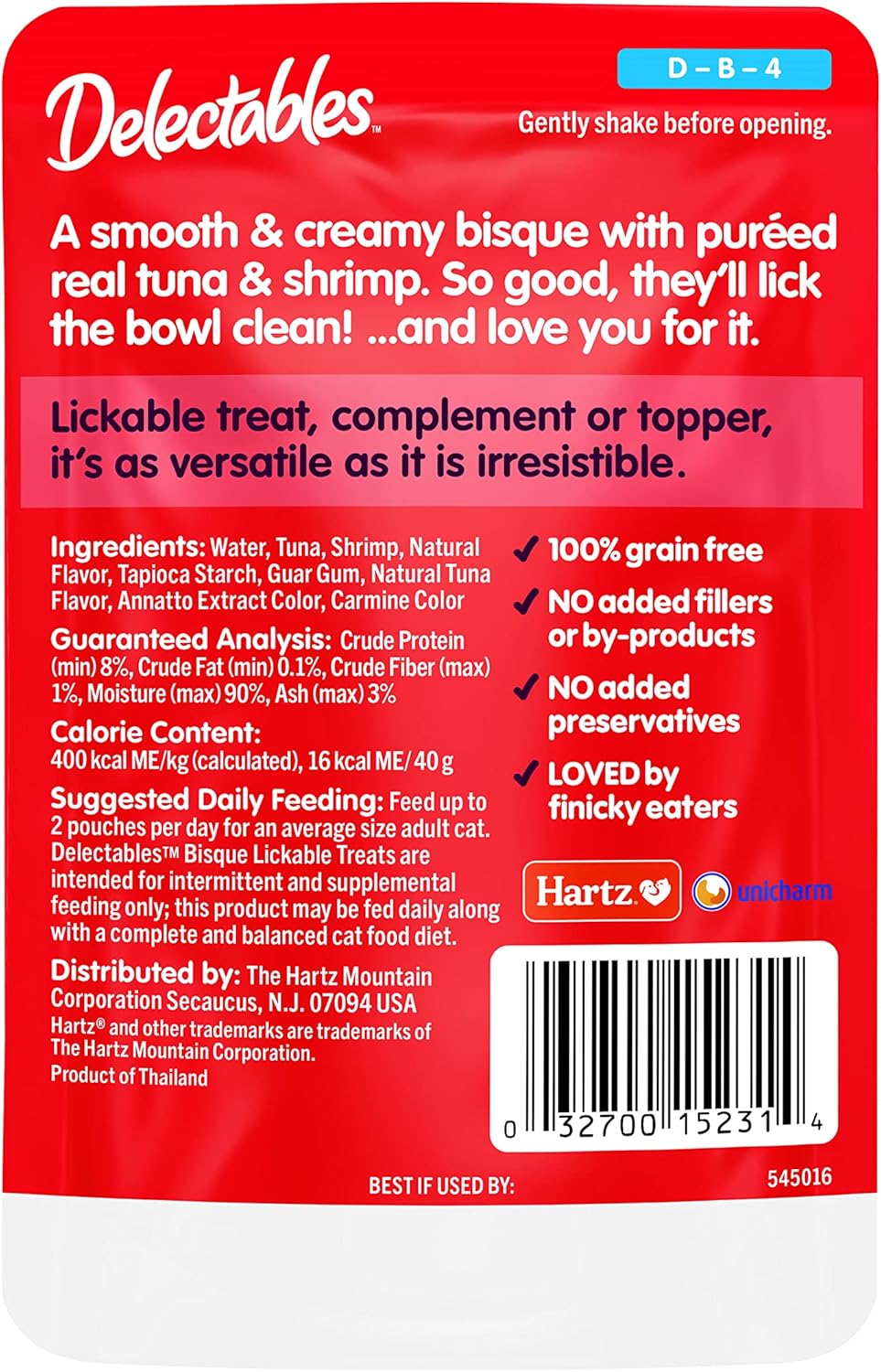 Delectables Bisque Lickable Wet Cat Treats - Tuna & Shrimp - 12 Pack
