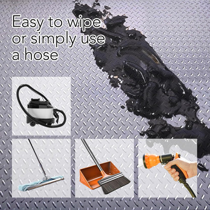 RESILIA Heavy Duty Garage Floor Runner & Protector Mat - Slip Resistant Diamond Plate PVC Mats - Water, Spill, & Stain Resistant, Silver (4 feet x 10 feet)