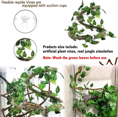 Hamiledyi Reptile Driftwood Decoration Natural Coral Driftwood Branches for Aquarium Reptiles Trunk Log Ornament Bendable Jungle Climbing Vines Decor for Bearded Dragon Lizad Amphibian Fish Tank