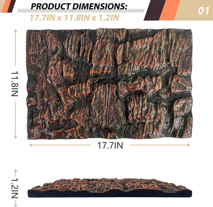 17.7x11.8in Rock Terrarium Background,3D Reptile Tank Background Board,Amphibian Stereo Backdrop Wall,Lizard Snake Gecko Spider Turtle Fish pet silo Background Decorative Panel(Brown)